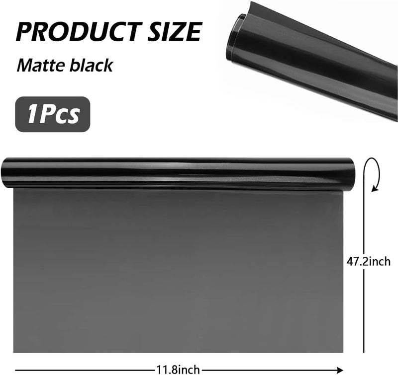 wedfish 12 X 48inch Car Light Tint Film, Cuttable&Stretchability Car Headlight Taillight Fog Light Vivid Vinyl Wrap Protector,Non-Marking Self-Adhesive Decals Car Decor (Matte Black) - Image 2